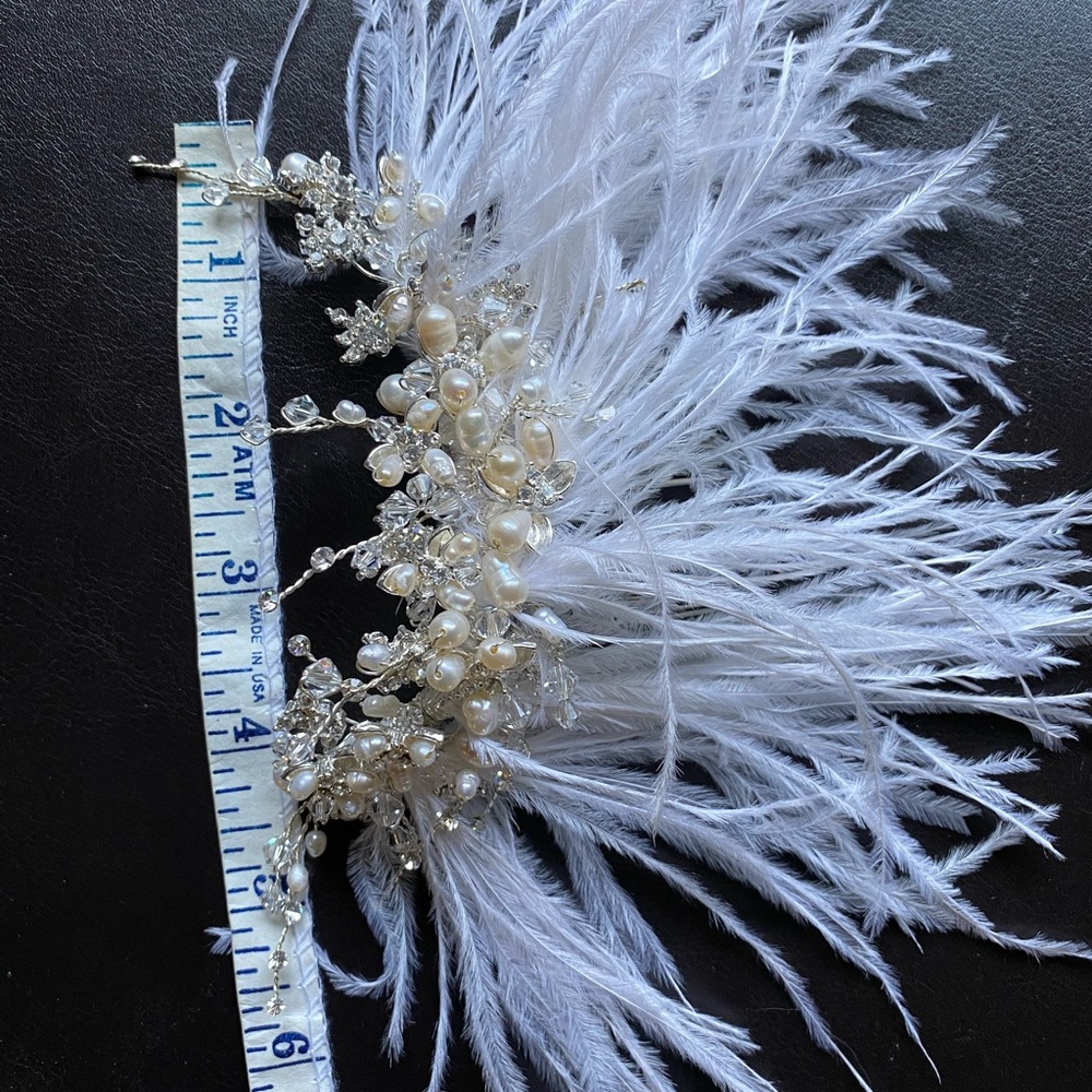 NWOT Bridal beaded feather hair comb - Picture 5 of 6